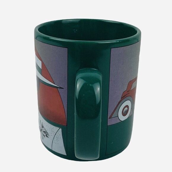 Vintage 80s KGG Handarbeit Green Mug Woman Germany Nagel Car Duesenberg Art Deco - Picture 5 of 10